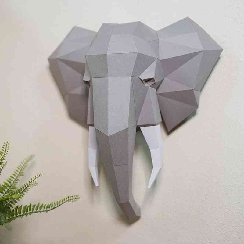 Kreativitet elefant dyr papir modell veggdekor