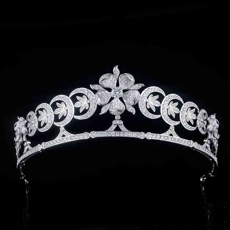 Crescent Replica Tiara For Wedding, Crystal Princess Crown For Bride Hair Jewelry