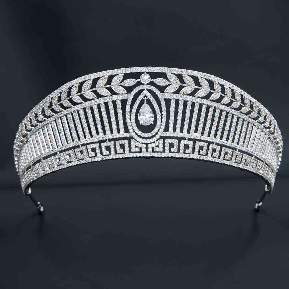 Cubic Zirconia Royal Replica Tiara For Wedding Crystal Queens Crown For Bride Hair