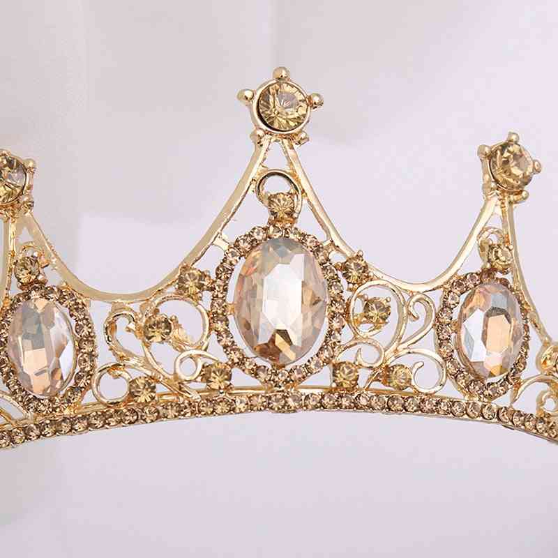 Champagne Wedding Hair Accessories Rhinestone Bride Headdress Crown