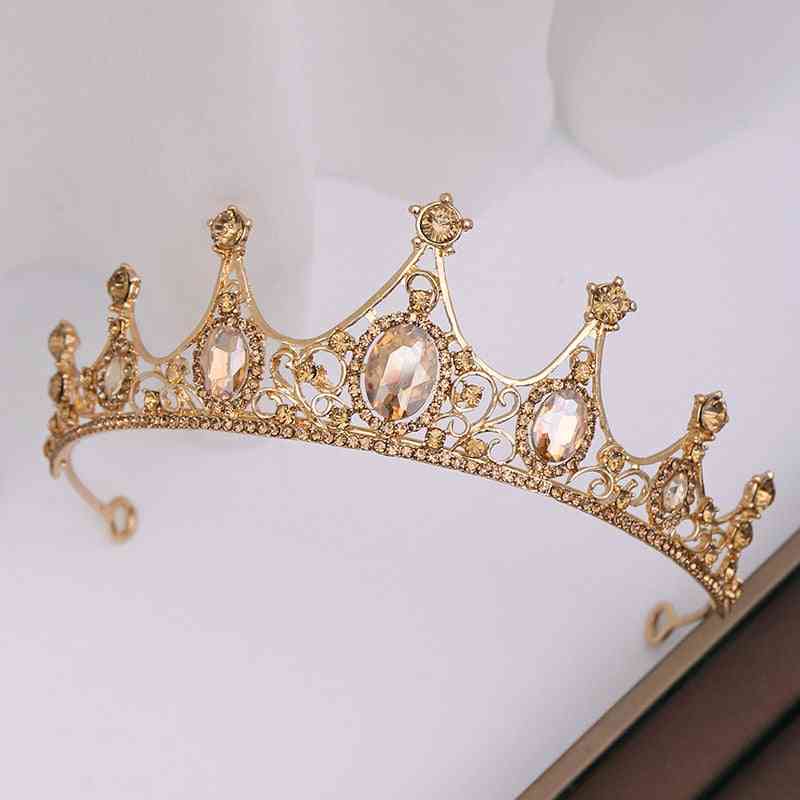 Champagne Wedding Hair Accessories Rhinestone Bride Headdress Crown