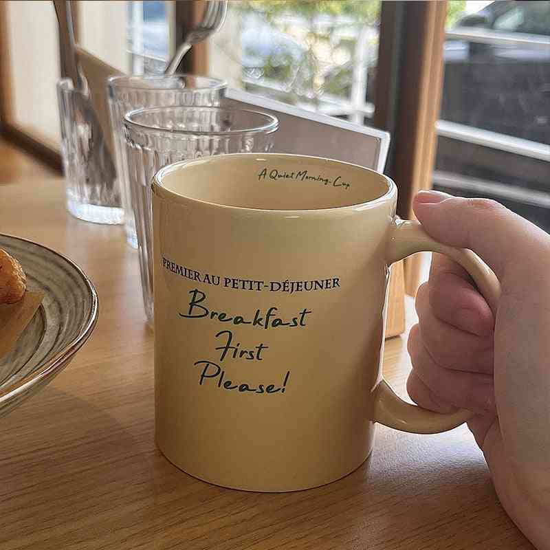 Ceramic  Retro Letter Printed Coffee Mug