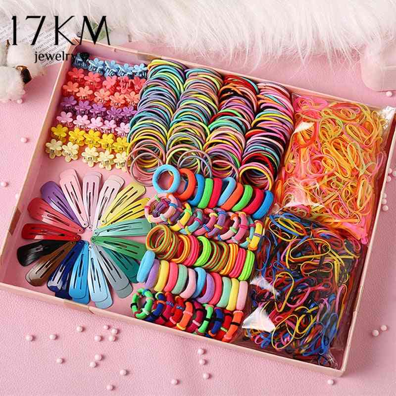 Children Colorful Nylon Elastic Hair Bands For Baby Rubber Bands Set Kids Ponytail Holder Headband Hair Accessories