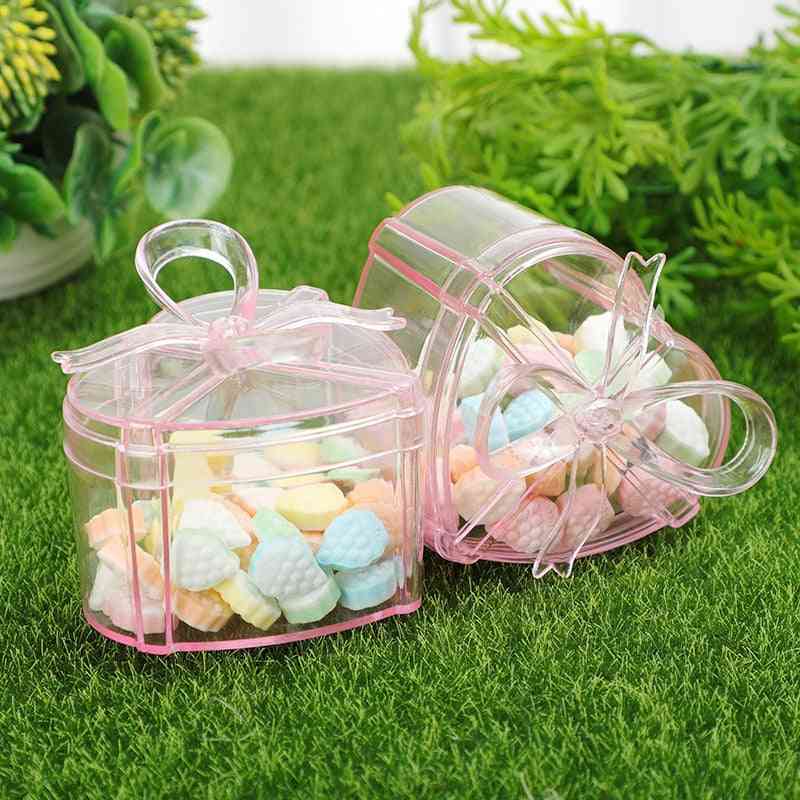 Plastic Creative Heart Shaped Transparent Candy Box Wedding Party Companion