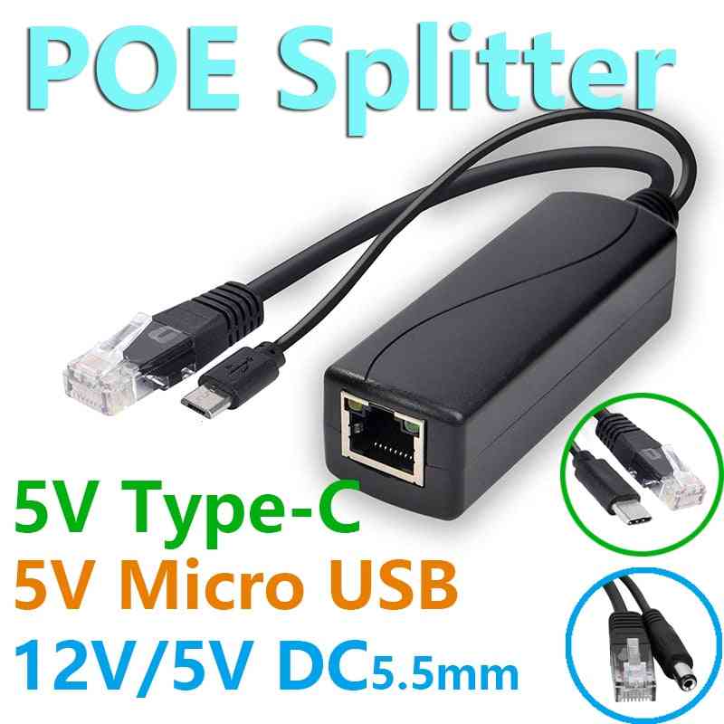 Splitter 5v Poe Usb Tpye-c Power Over Ethernet 48v To 5v Active Poe Splitter Micro Usb Tpye-c Plug For Raspberry Pi