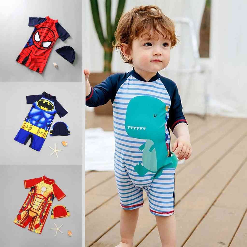 Summer One Piece Cap Infant Toddler Child Swimwear Suit