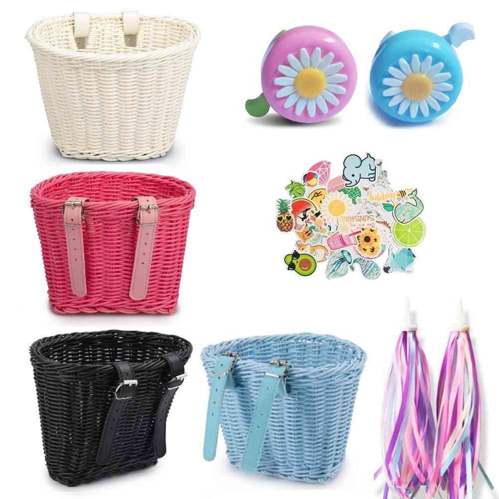 Bike Basket With Bell Stickers And Tassels Streamers For Kid
