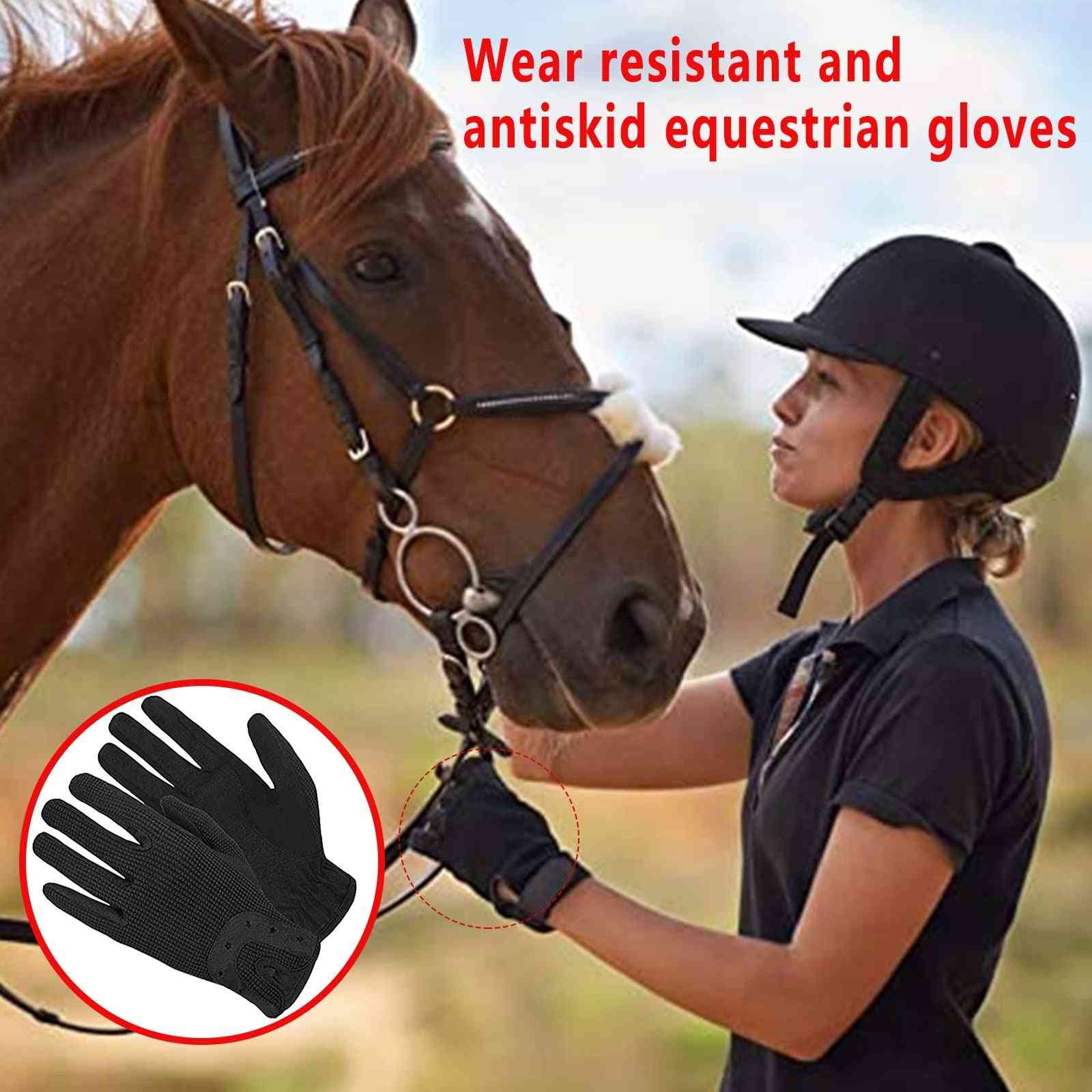 Leather Riding Gloves Cotton Fabric Gloves