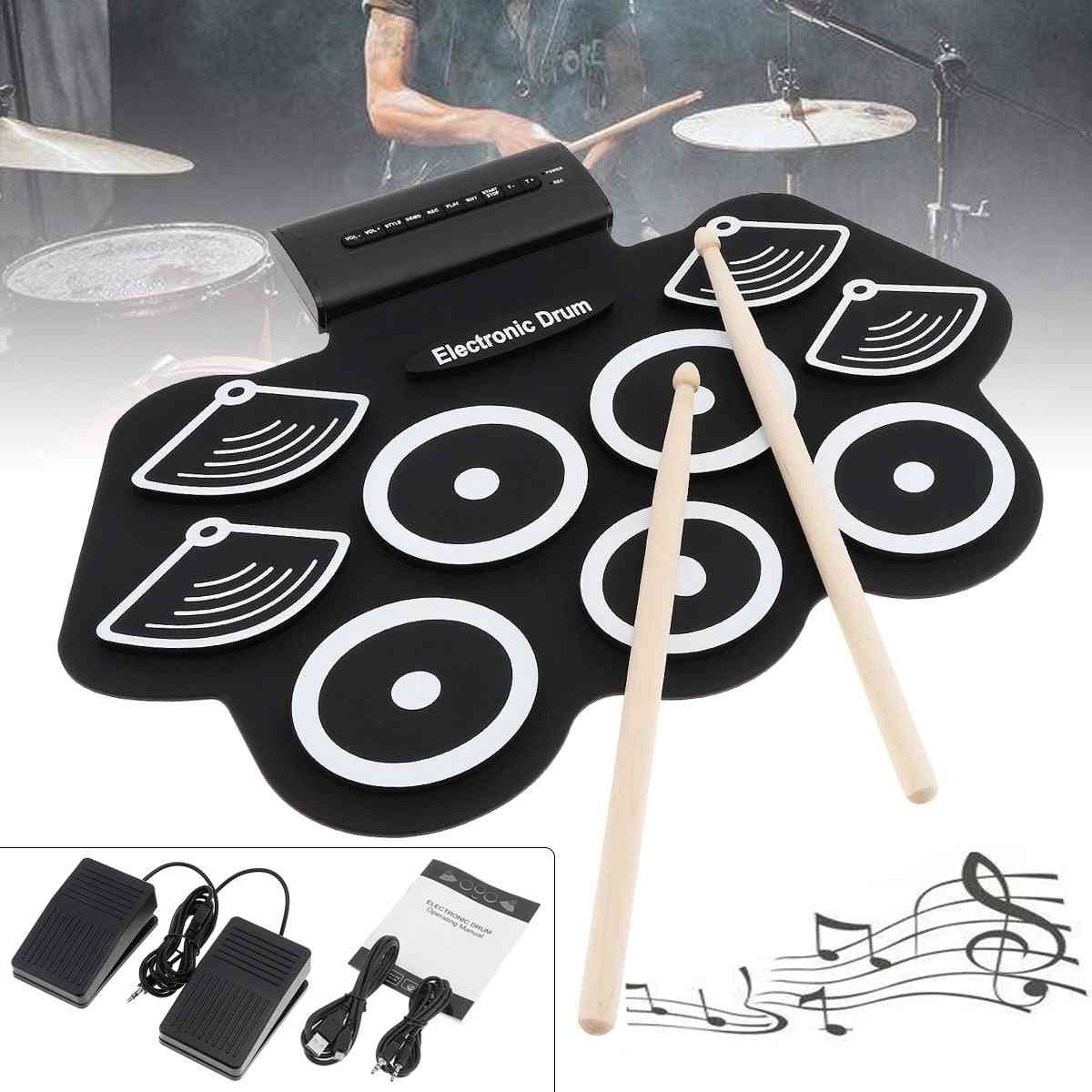 Electronic Roll Up Thicken Silicone Electric Drum Kit