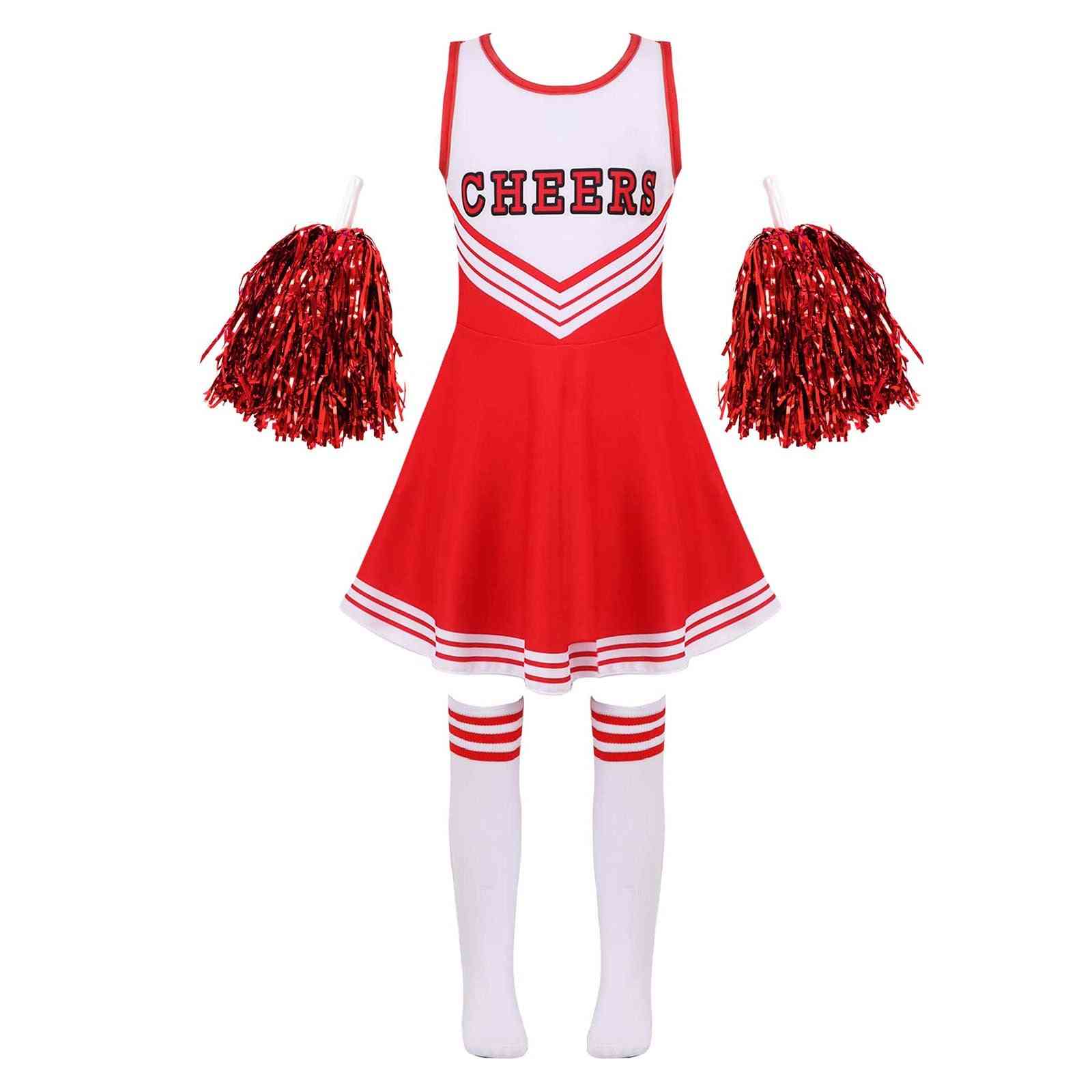 Girls Cheerleading Uniform Dance Costume For Kids Cheerleader