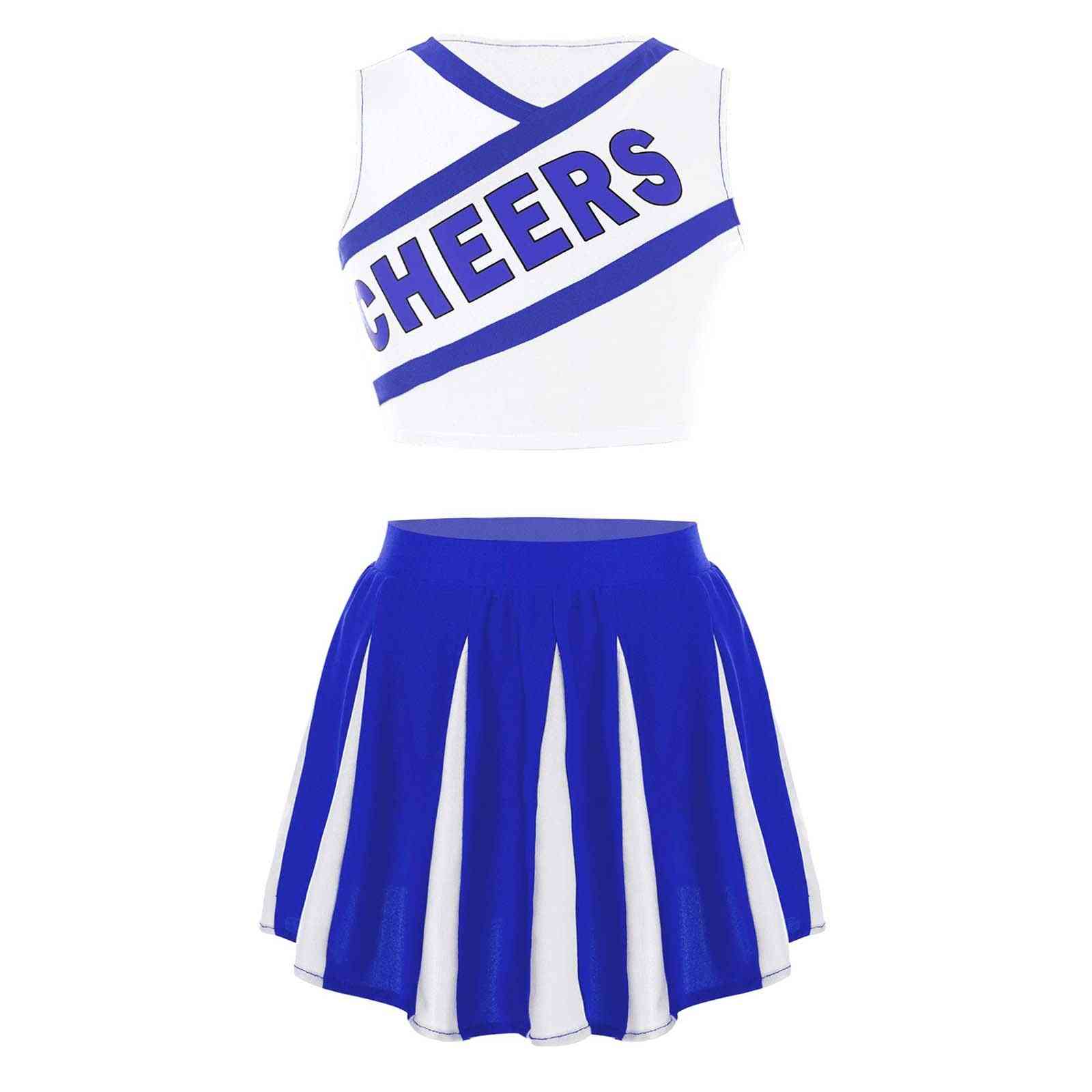 Kids Sleeveless V Neckline Costume Cheerleader Uniform