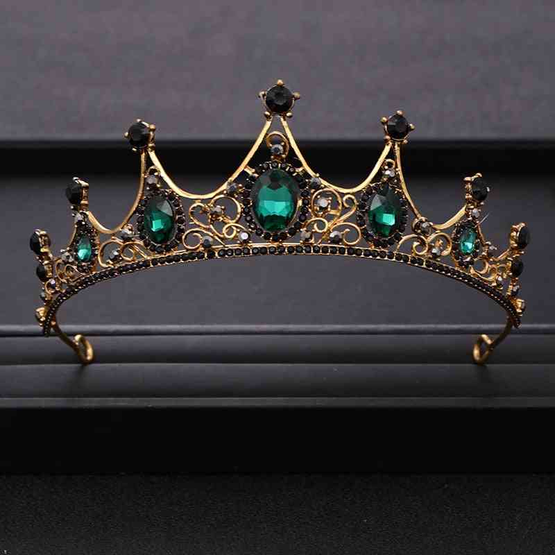 Vintage Green Rhinestones Crystal Wedding Crown