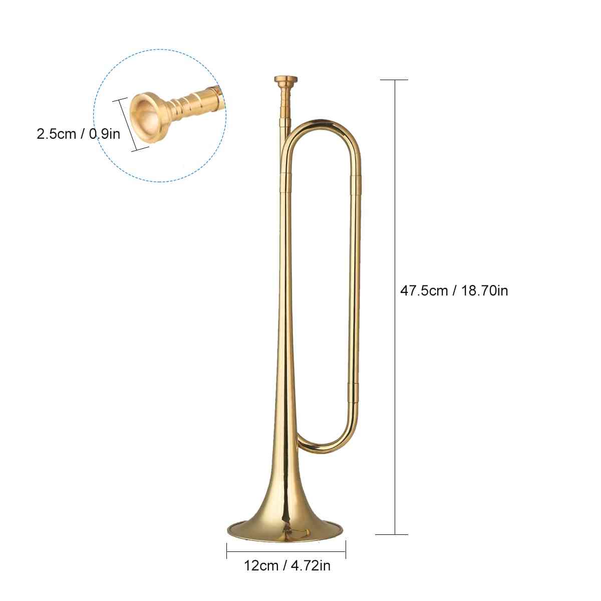 C Bugle Call Gold-plated Brass Trumpet Cavalry Horn