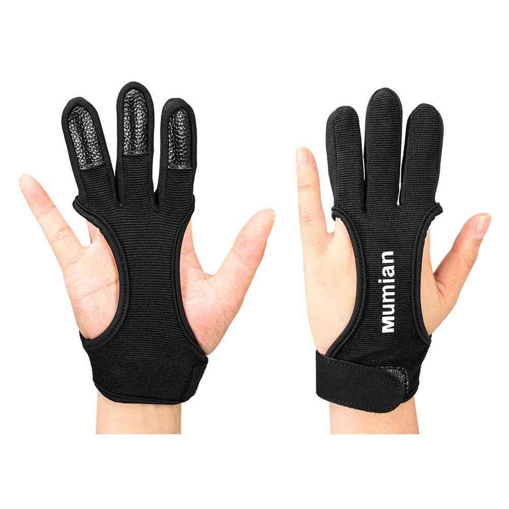 Leather Fingertip Non-slip Breathable 3 Finger Archery Gloves
