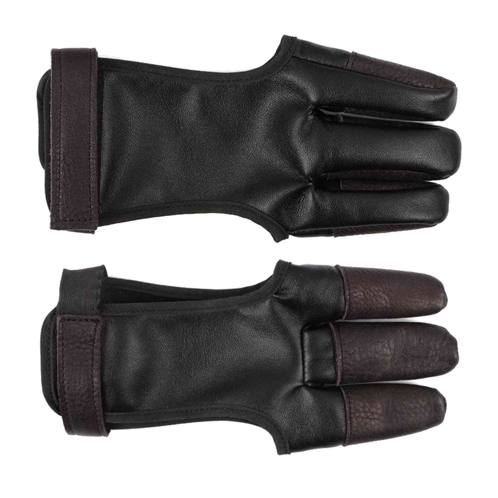 Leather 3-finger Left Right Archery Gloves