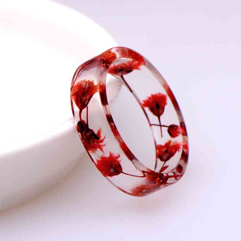 Ring Beautiful Diy Dried Flowers Colorful Resin Ring