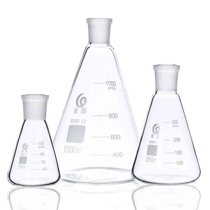Standard Caliber Glass Conical Flask Ground Glass Joint Laboratory Triangle Bottle Measuring Cup Laboratory Equipment
