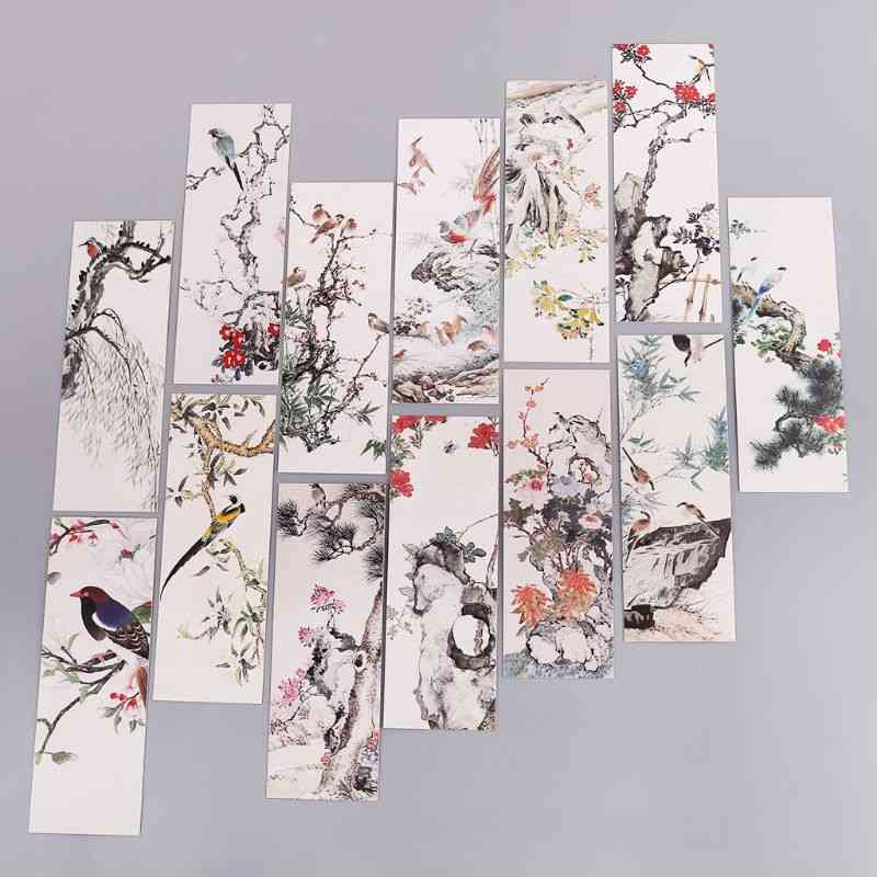 Blommor fåglar kinesisk stil bokmärken