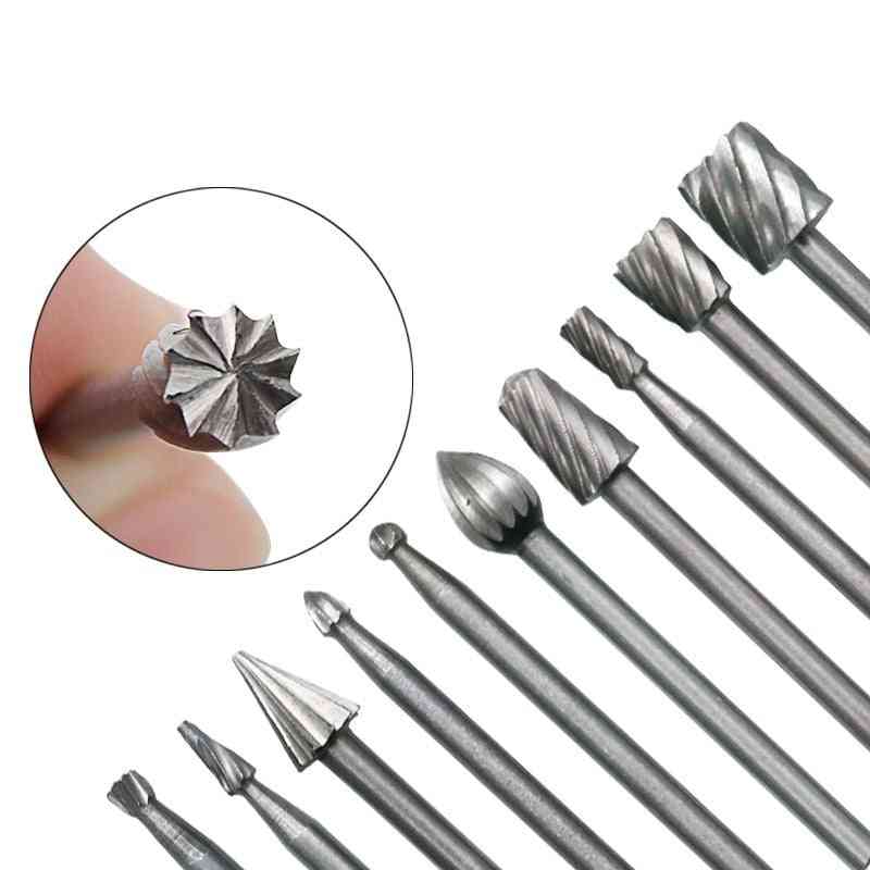 10pcs Hss Routing Router Bits Burr Rotary Tools