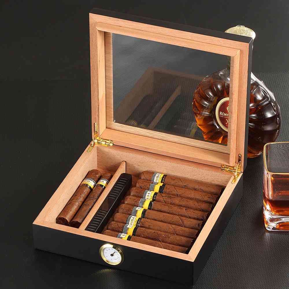 Cedar Wood Cigar Travel Humidor Box - Portable Cigar Case