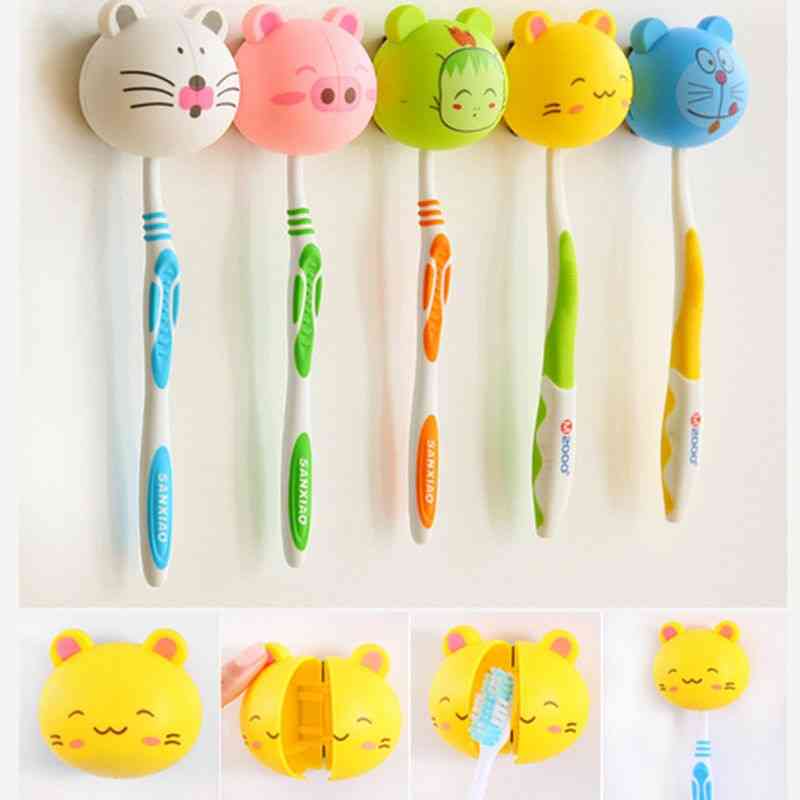 Cute Cartoon Animal Head Toothbrush Holders With Wall Suction Cups