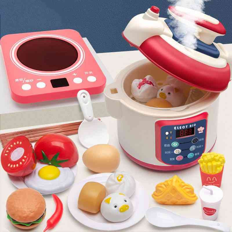 Rice Cooker Kitchen Playset With Food Pieces Pretend Play Chef Appliances Early Learning Preschool Cooking Toy For Kids