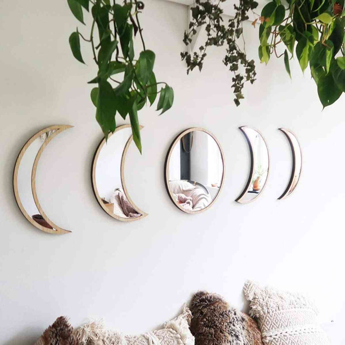 Wooden Acrylic Moon Wall Decorative Mirror