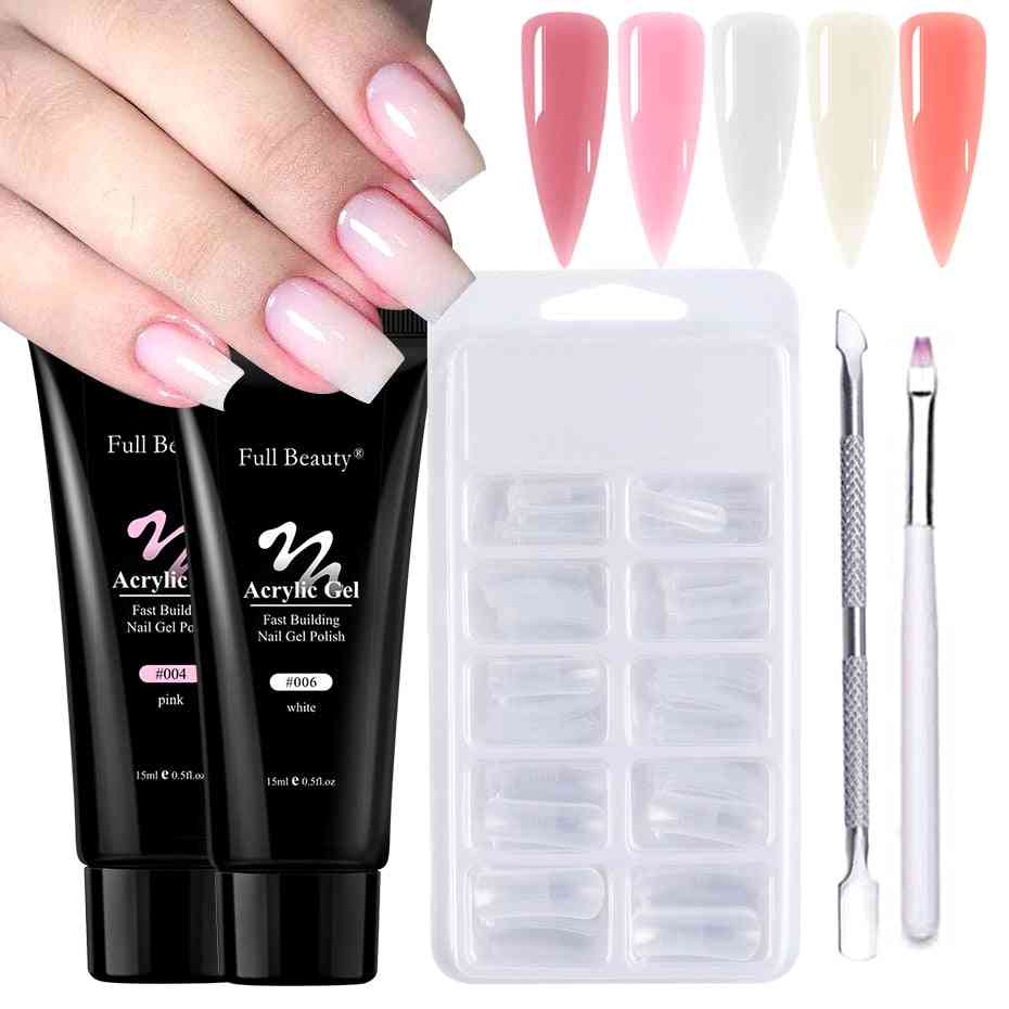 4pc/set 15ml Quick Extension Gel For Nail White Clear Pink Uv Acrylic Jelly Gel Nail Art Manicure Tools Sets Nf1792-2