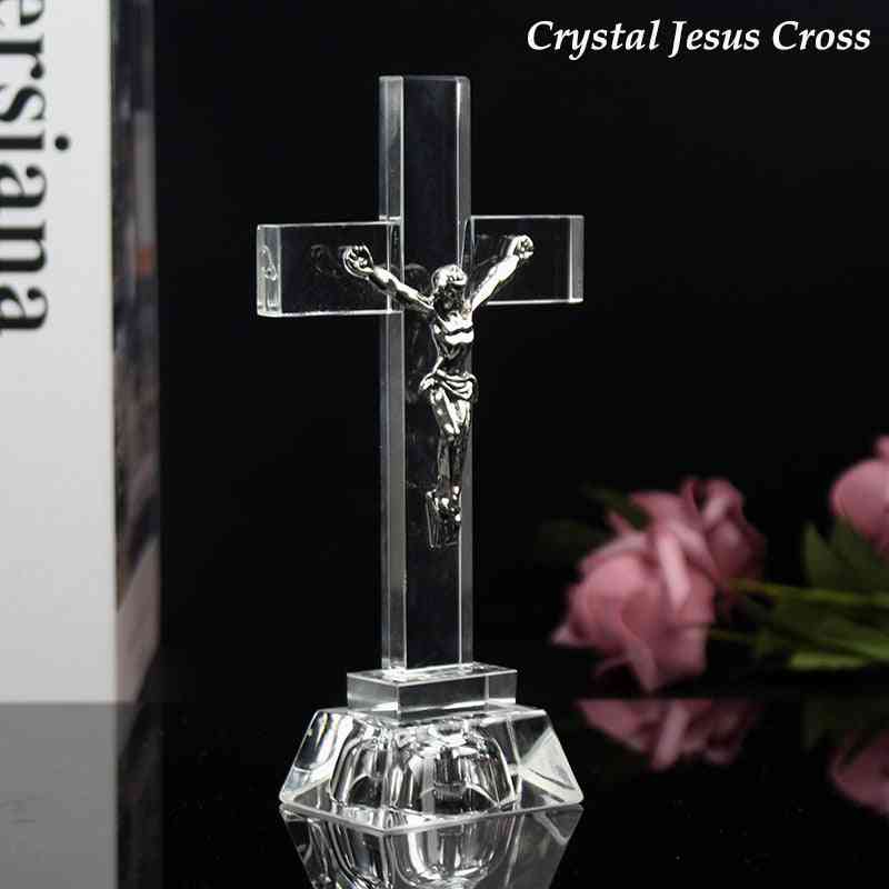Nightlight Crystal Jesus Cross Statue