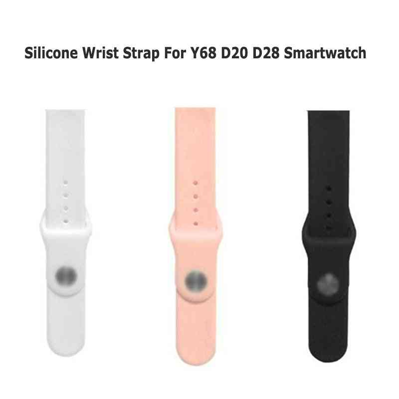 Silicone Wrist Strap For Y68 D20 D28 Smartwatch Replace Soft Tpu Watchband Belt Smart Watch Band Accessories Black Pink White