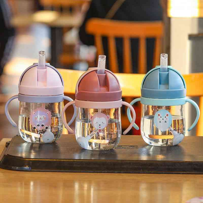 250ml Baby Bottles Drinking Cup Feeding Bottle With Straw Gravity Ball Wide-caliber Kids Drinking Milk Water Dual-use Bottle