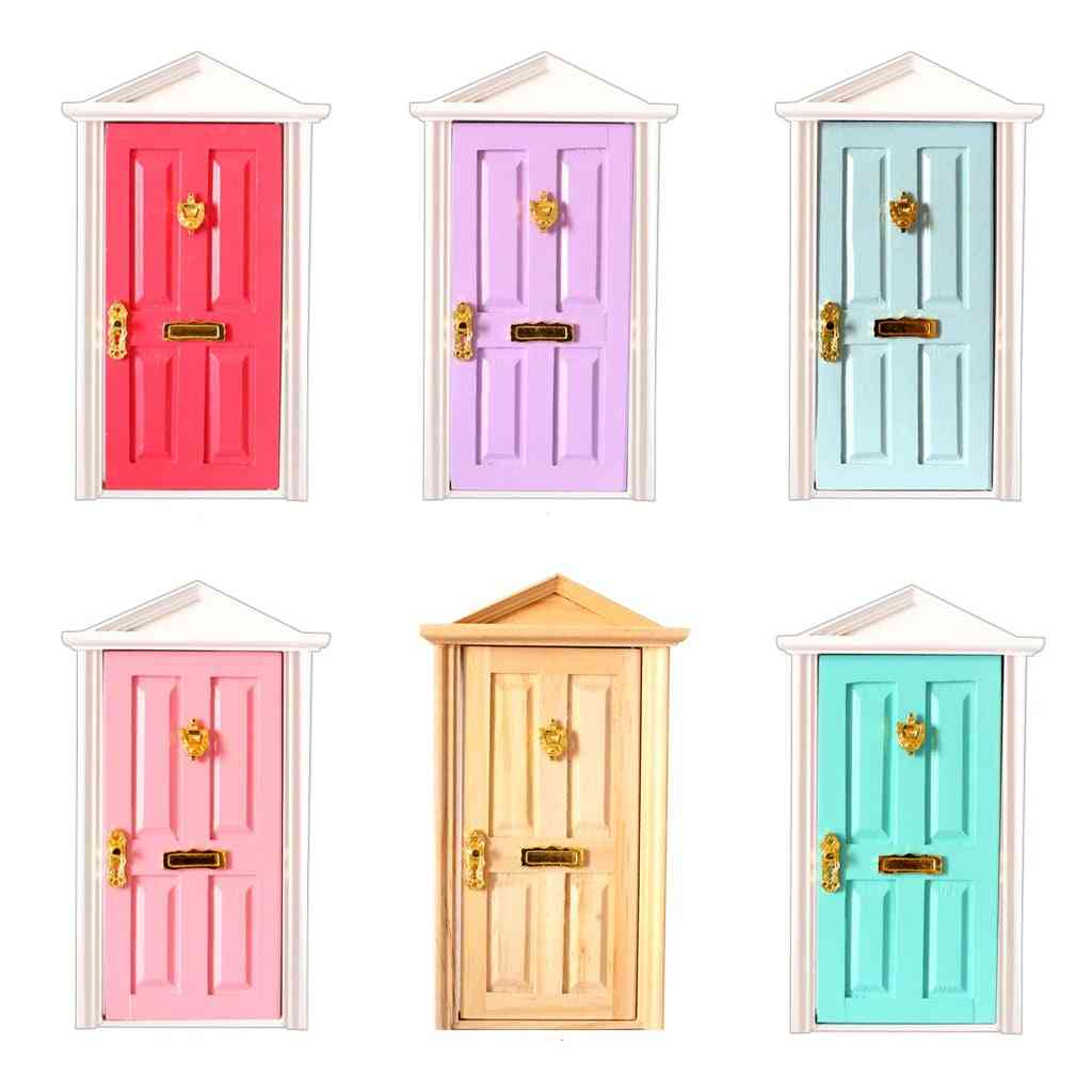 Dolls House Miniature Wooden Door Window Mailbox Dollhouse Diy Accessories