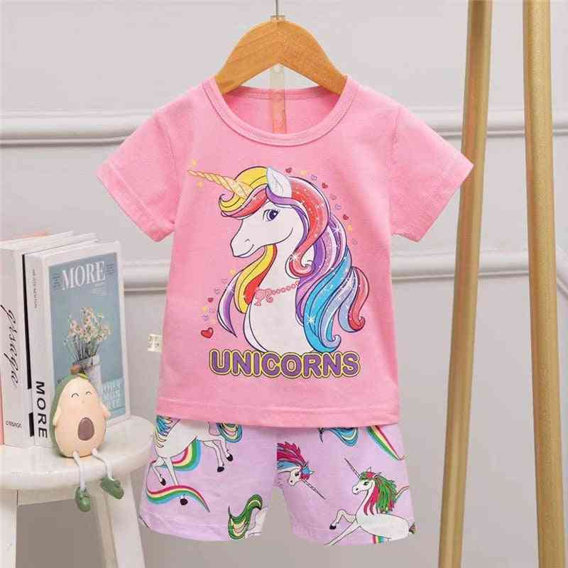 Unicorn kort bomull nattkläder t-shirt set