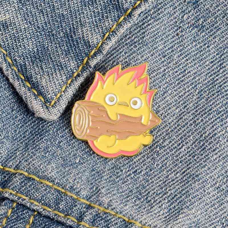 Anime Brooches Fire Elf Badge For Bag Lapel Pin Buckle Howl Jewelry