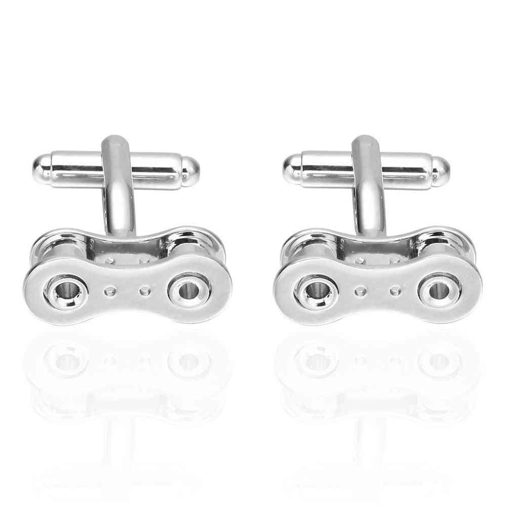 Sporty Cufflinks Bicycle Chain Track Design Fashion Solid