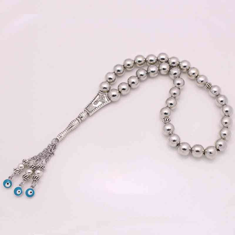 Stainless Steel Ottoman Turkish Prayer 33 Blue Beads