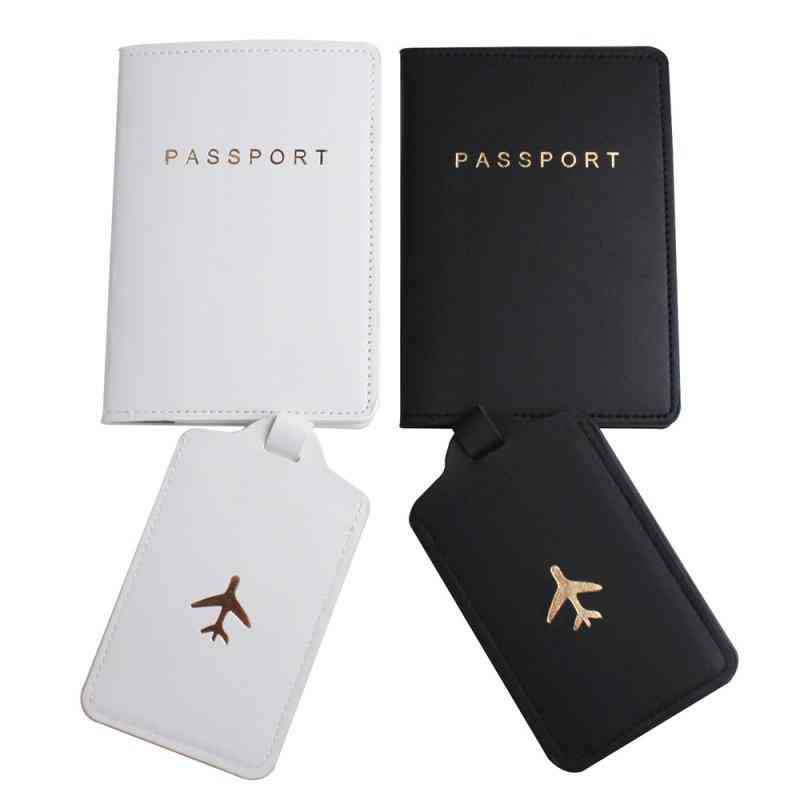 Passport Cover Luggage Tag Pu Leather For Travel Accessories