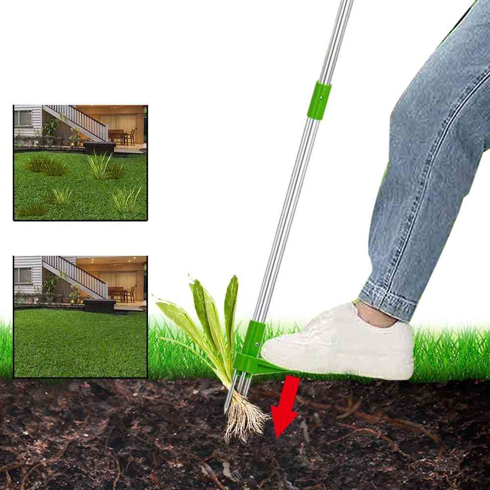 Garden Lawn Long Handled Aluminum Stand Up Weed Puller Lightweight With Foot Pedal