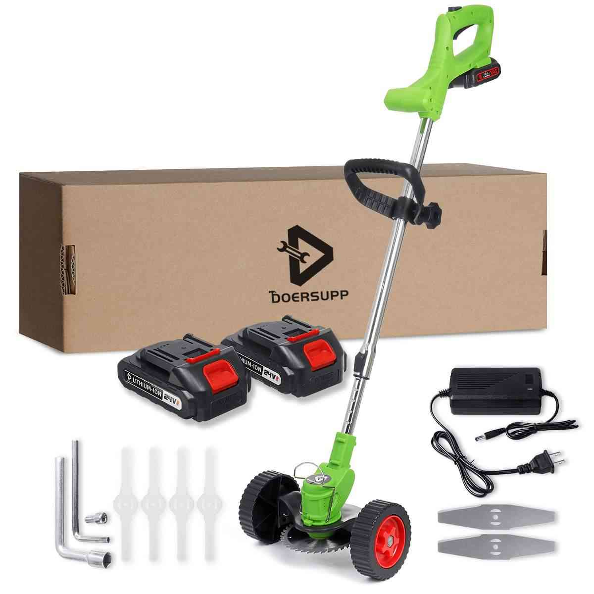 1800w Cordless Grass Trimmer Double Wheel Adjustable Garden Pruning Cutter Tools