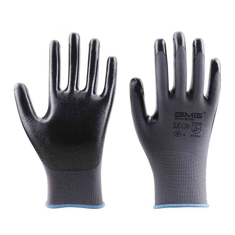 Oil, Waterproof Polyester  Nitrile Coating Work Safety Gloves