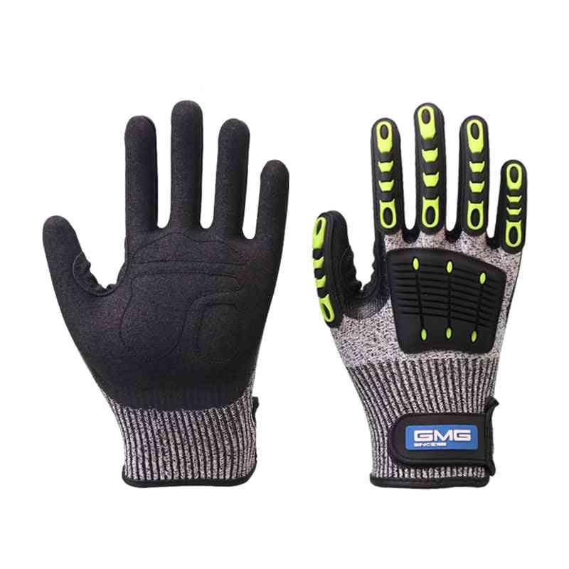 Cut Resistant Anti Impact Vibration Oil Gmg Tpr Safety Work Gloves