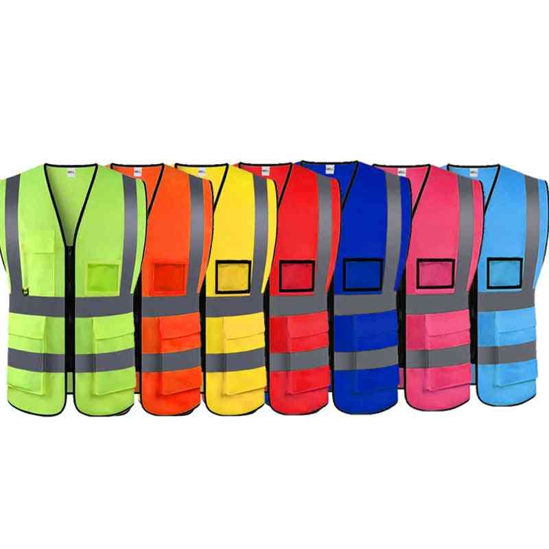 Safety Vest Reflective With Zipper And Pockets