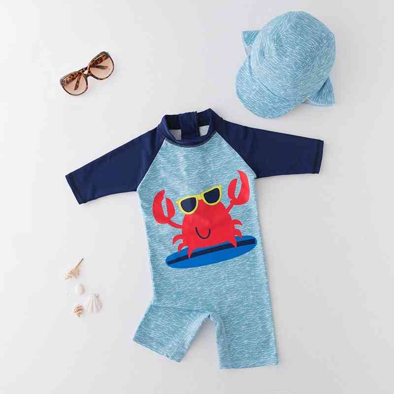 Shark Penguin Print Toddler Bathing Suit Set-d