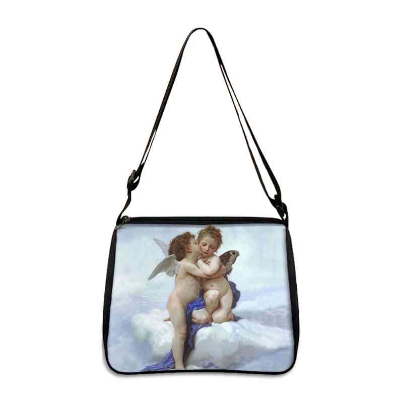 Oil Painting Print Cupid Love Angel Religion Shoulder Bags